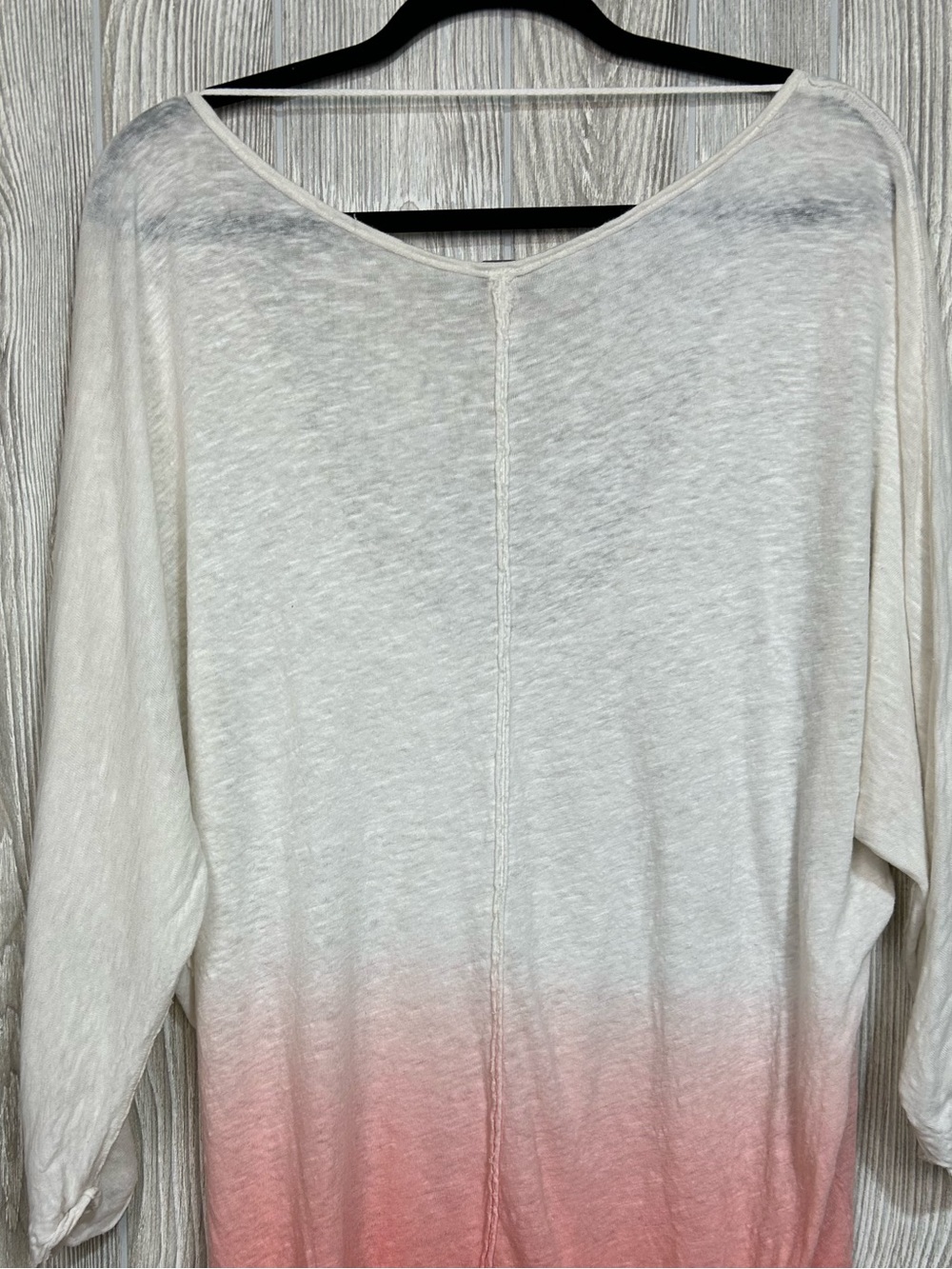 Free People We The Free Strawberry Linen White Pink Ombre Blouse Top Tee Size L - Picture 10 of 11